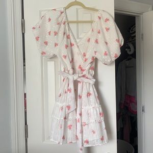 Cottagecore Puff Sleeve Floral Bow Sash Dress